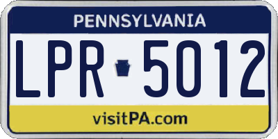 PA license plate LPR5012