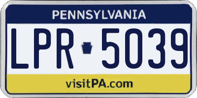 PA license plate LPR5039