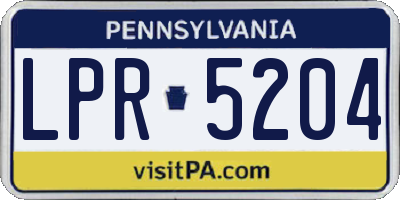 PA license plate LPR5204