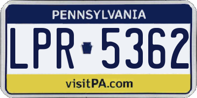 PA license plate LPR5362