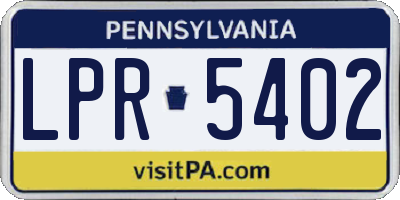 PA license plate LPR5402