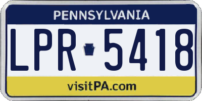 PA license plate LPR5418