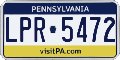 PA license plate LPR5472