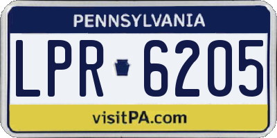 PA license plate LPR6205