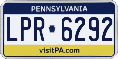 PA license plate LPR6292