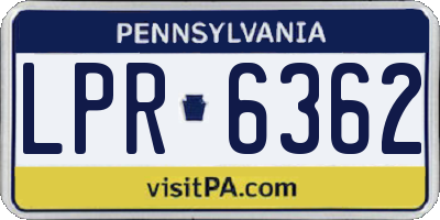 PA license plate LPR6362