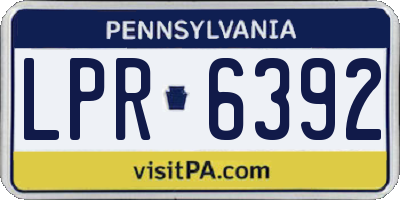 PA license plate LPR6392