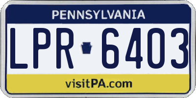 PA license plate LPR6403