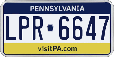 PA license plate LPR6647