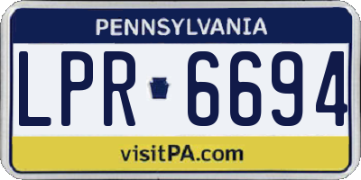 PA license plate LPR6694