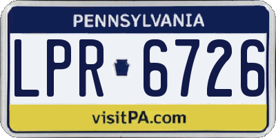 PA license plate LPR6726