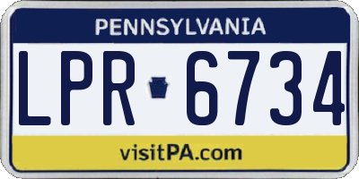 PA license plate LPR6734