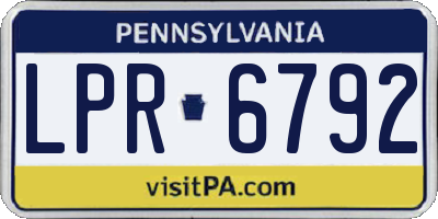 PA license plate LPR6792