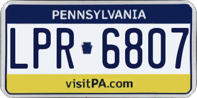 PA license plate LPR6807