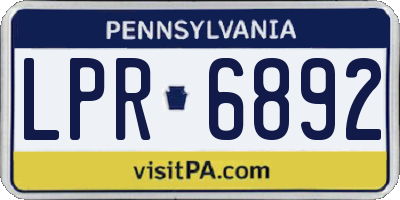 PA license plate LPR6892