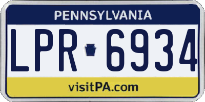 PA license plate LPR6934