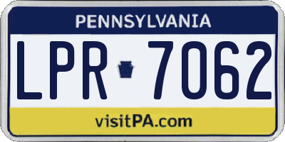PA license plate LPR7062