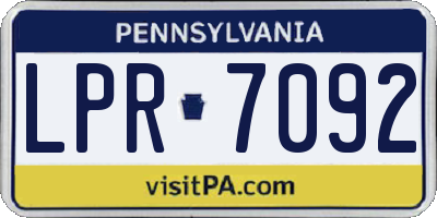 PA license plate LPR7092