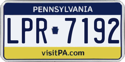 PA license plate LPR7192