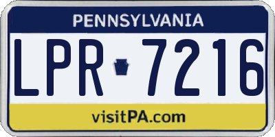 PA license plate LPR7216
