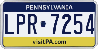 PA license plate LPR7254