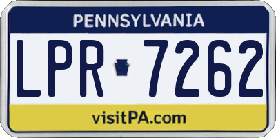 PA license plate LPR7262