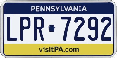 PA license plate LPR7292