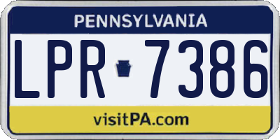 PA license plate LPR7386