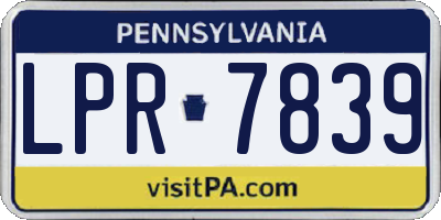 PA license plate LPR7839