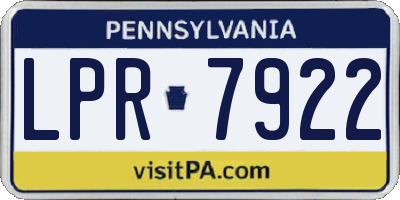 PA license plate LPR7922