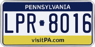 PA license plate LPR8016