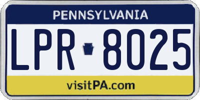 PA license plate LPR8025