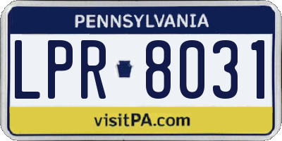 PA license plate LPR8031