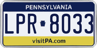 PA license plate LPR8033