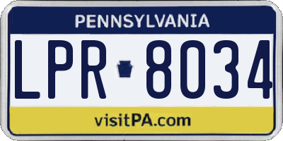 PA license plate LPR8034