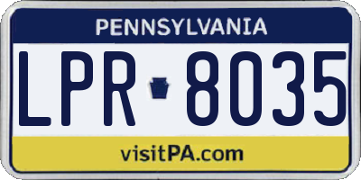 PA license plate LPR8035