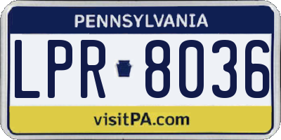 PA license plate LPR8036