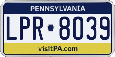 PA license plate LPR8039