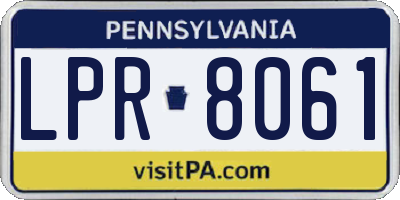 PA license plate LPR8061