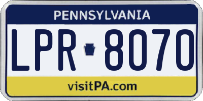 PA license plate LPR8070