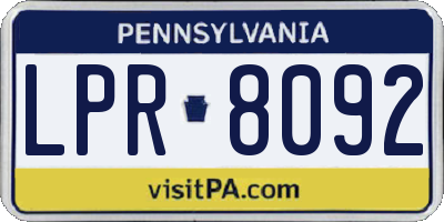 PA license plate LPR8092