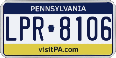 PA license plate LPR8106