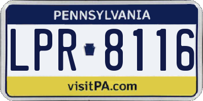 PA license plate LPR8116