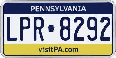 PA license plate LPR8292