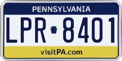 PA license plate LPR8401