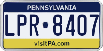 PA license plate LPR8407