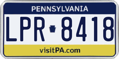 PA license plate LPR8418