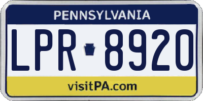 PA license plate LPR8920