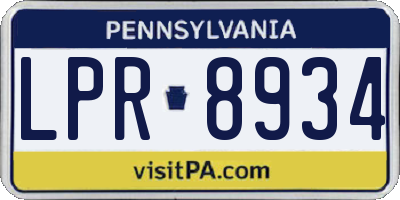 PA license plate LPR8934
