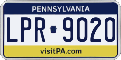 PA license plate LPR9020